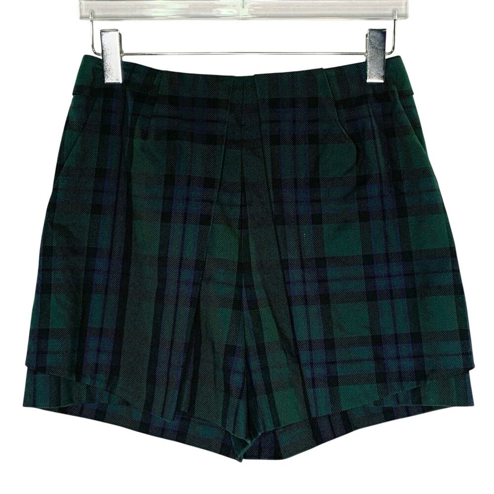 Saint + Sofia Black Watch Tartan Skirt 6 Blue Black Pleated Retro Preppy